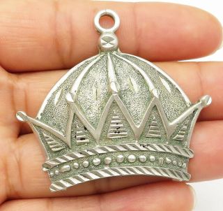 925 Sterling Silver - Vintage One Of A Kind Royal Crown Pendant - P6664