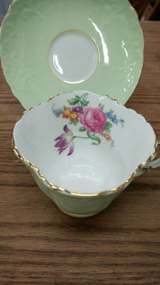 VINTAGE AYNSLEY SQUARE FINE CHINA TEA CUP AND SAUCER 4