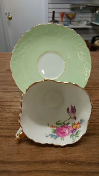 VINTAGE AYNSLEY SQUARE FINE CHINA TEA CUP AND SAUCER 5