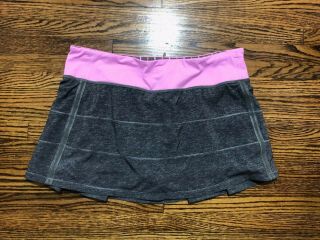 Lululemon Pace Rival Skirt Ii In H Grey/vintage Pink Size 8reg