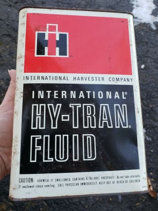Vintage International Harvester Hy - Tran Fluid Tin Can Gas Oil Advertising