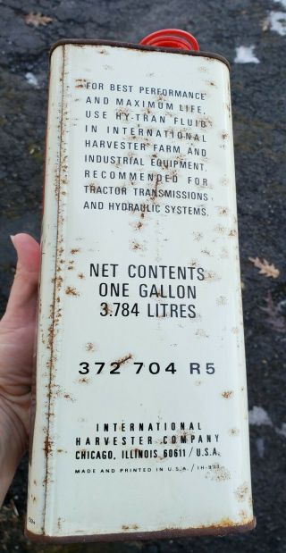 Vintage International Harvester Hy - Tran Fluid Tin Can Gas Oil Advertising 2