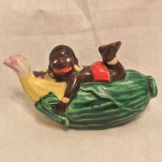 Black Americana Salt and Pepper Shakers Boy on Corn Cob Vintage Japan 3