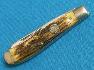 Nm Vintage Schrade Usa 1982 Nkca Stag Slimline Trapper Knife Knives Pocket Old