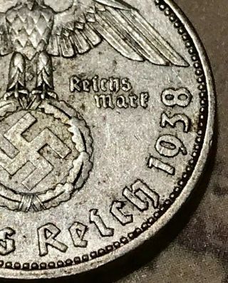 The Rare ‘38 - A Silver Eagle Large Germany Ww2 Coin Nazi Germany Old Vintage Us