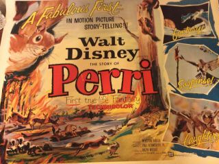 Vintage Disney Movie “perri” 22” X 28” Illustrated Poster