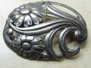 Vintage Sterling Silver Jewelry Pin Brooch Floral Flowers Pierced