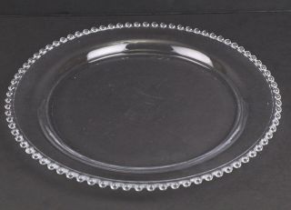 One Vintage Imperial Candlewick Glass 12 " Cake Plate Platter Charger Beaded Edge