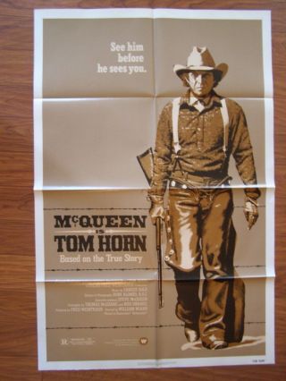 Vintage Movie Poster 1 Sheet 1980 Tom Horn Steve Mcqueen Cowboy Western