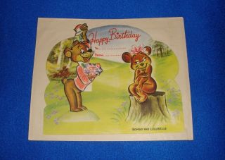 Vintage Disney Bongo And Lulubelle Stand Up Birthday Card With Envelope Rare