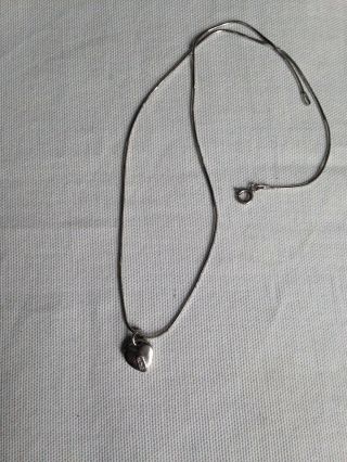 Vintage sterling silver 925 necklace/ choker/ chain with heart - padlock pendant 3