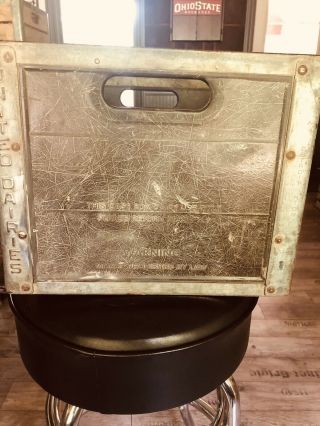 Vintage United Dairies Fiberglass/resin & Metal Milk Crate