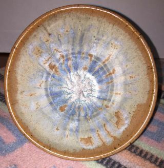 Vintage Handmade Pottery Bowl Studio Art Multicolor Rustic Glazed Blue Signed 6”
