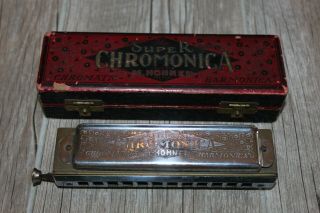 Vintage M Hohner Chromonica Chromatic Harmonica W/ Box