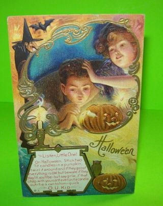 Vintage Halloween Postcard Nash Series 6 Embossed Listen Little One O.  U.  Kid