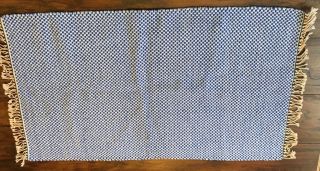 Small Blue White Checked Floor Wall Rug 37 