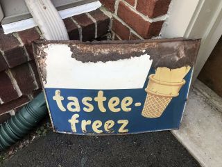 Vintage Tastee Freez Embossed Metal Advertising Sign (1)