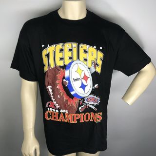 Vintage 90s Pittsburgh Steelers T Shirt Tee 1995 Mens Size Xl Afc Champions