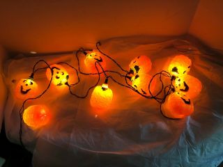 Vintage Noma Blow Mold Pumpkin Jack - O - Lantern Halloween Light String Set