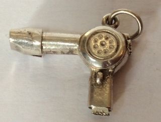 Unusual Rare Vintage Silver Bracelet Charm Of A 1970’s Hairdryer Ideal Gift