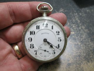 Vintage Illinois Pocket Watch 17 Jewels 49mm Running