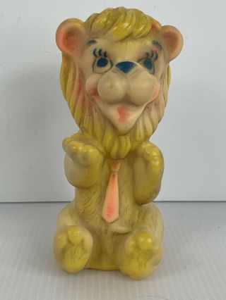 Vintage Lion Squeak Toy Rubber 5 1/2 " Kitsch 1960s