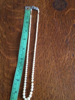 A Vintage Sterling Silver 925 Marcasite Clasp Cultured Pearl Necklace 5