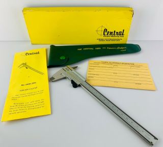 Vintage Central Tool Vernier Caliper.  No.  2640 (206) 0 - 6 " W/ Box & Instructions