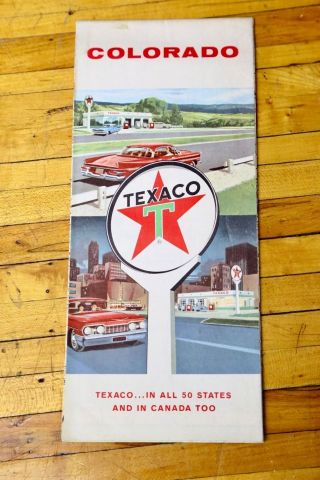 Vintage Texaco Colorado Dealer Road Map - Car - Gas Station Old Cars Advertising