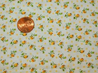1 1/2 Yards Vintage 38 " W Cotton Fabric Tiny Yellow Rosebuds Quilt
