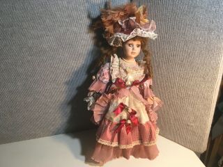 Vintage J.  A.  Designs - Porcelain Victorian Doll With Stand - 19 " - 80283
