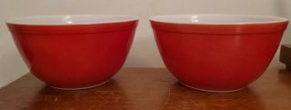 2 - Pyrex Vintage Primary Red Mixing Bowl 402 1 - 1/2 Quart Gorgeous