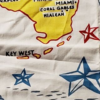 Vintage Florida State Tablecloth Souvenir Pre - Disney Kitsch Linen Rare 4