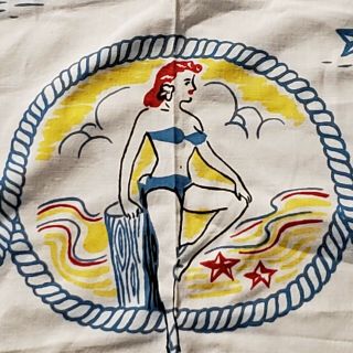 Vintage Florida State Tablecloth Souvenir Pre - Disney Kitsch Linen Rare 5