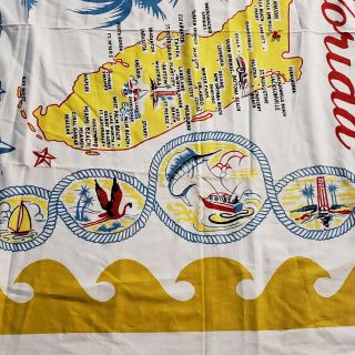Vintage Florida State Tablecloth Souvenir Pre - Disney Kitsch Linen Rare 6