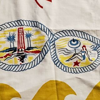 Vintage Florida State Tablecloth Souvenir Pre - Disney Kitsch Linen Rare 8