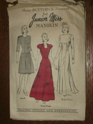 4 Vintage Butterick Junior Miss Manikin Doll Clothes Patterns - 1940s 3