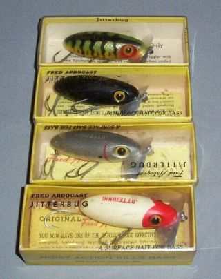 Group Of 4 Arbogast Jitterbug Lures In Boxes