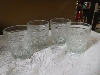 Set Of 4 Vintage Anchor Hocking 3 3/4 " Wexford Tumblers Rocks Old Fashioned