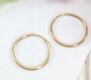 Vintage 9CT Gold Hoop Earrings - 18 mm 3