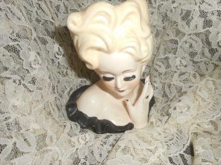 Vintage Elegant Lady Head Vase Blonde Hair Hand Up W/ring