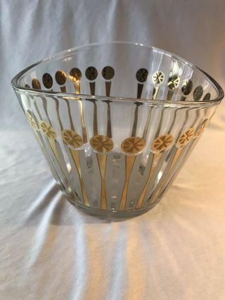 Vtg Mid Century Modern Clear and Gold Glass Ice Bucket Wine Cooler Barware 4