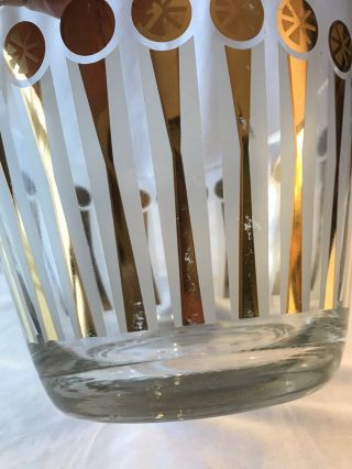 Vtg Mid Century Modern Clear and Gold Glass Ice Bucket Wine Cooler Barware 6