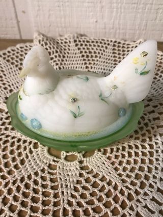 Vintage Fenton Hand Painted Nested Hen Artist Signed Kim Anderson Nr