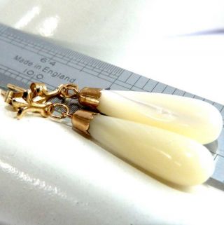Vintage Art Deco Style 9ct Gold M O Pearl Dangle Earrings Scrap Gold Or Wear,