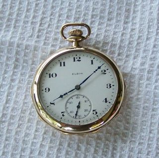 Vintage Elgin 12 Size Pocket Watch Octagon Case Illinois 20 Year