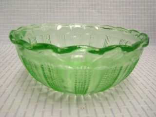 Vintage Green Depression Glass Bowl 7 - 1/2 " Diam Guc Scalloped Edge