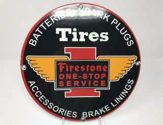 Vintage Firestone Tires Porcelain Sign,  Auto Supplies,  Service Station,  Gas,  Oil
