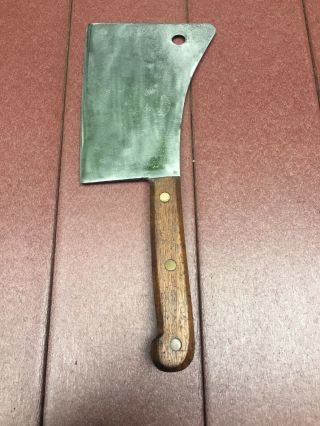 Vintage Antique Village Blacksmith Solid Forged Steel Meat Cleaver 8 " Blade