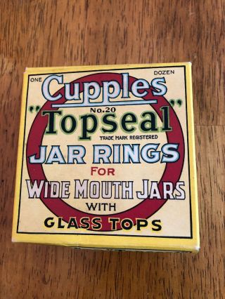 Vintage Cupples Top Seal Jar Rings Box - Fruit Jar Rubber - St.  Louis W/ Rings